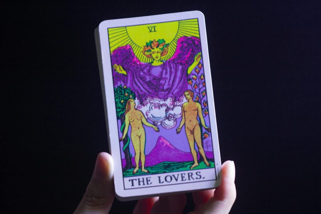 The Lovers tarot card symbolizing relationships and harmony