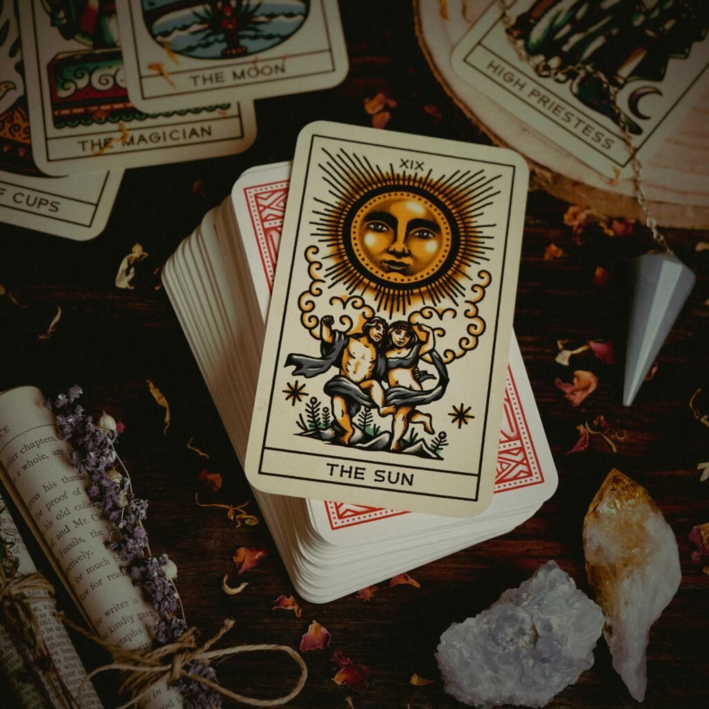 The Sun tarot card representing success positivity and confidence