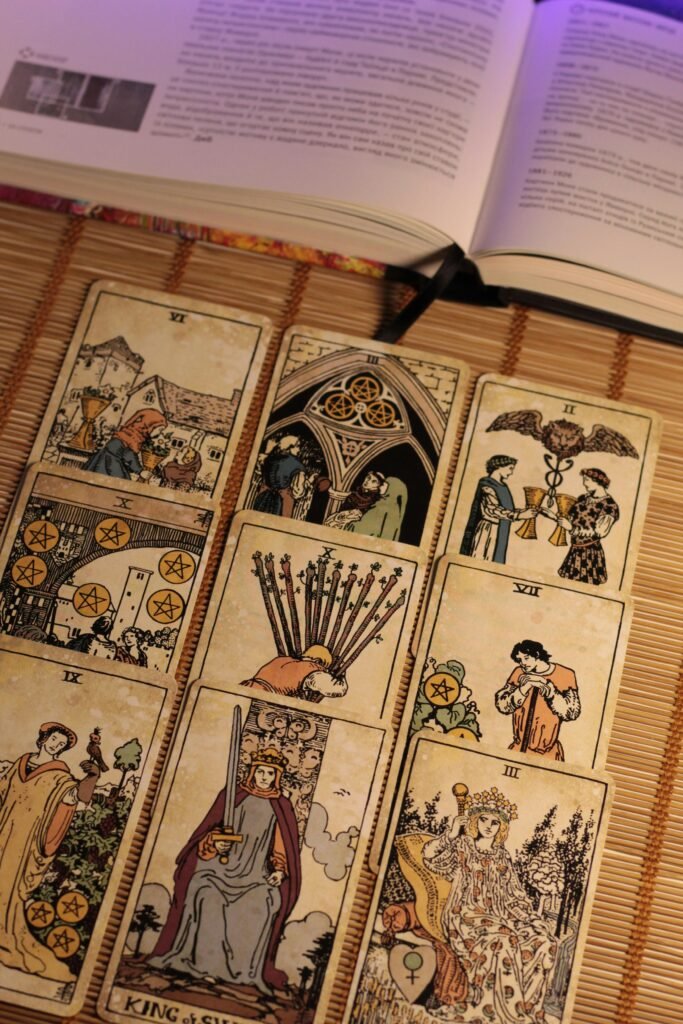 Minor Arcana tarot cards representing daily life situations
